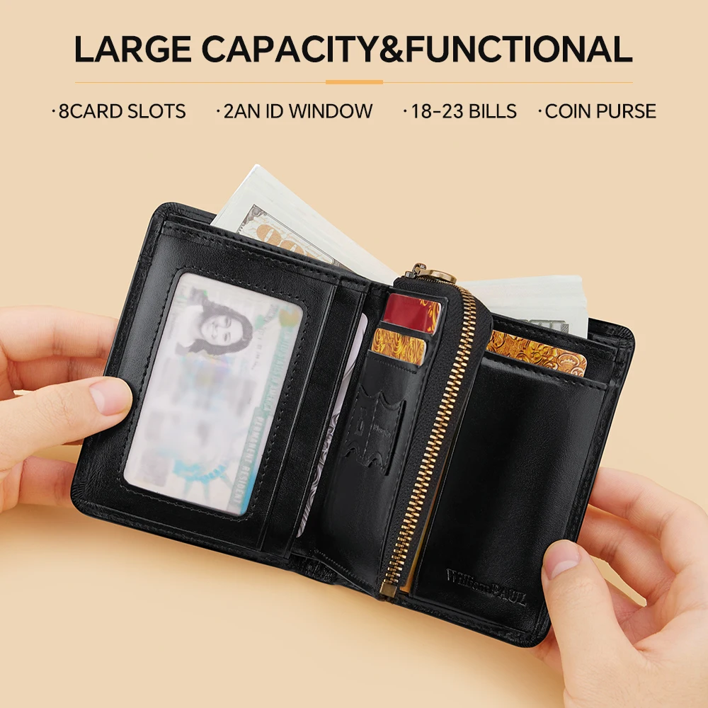 Leather men's wallet, fashionable multifunctional coin money bag, retro casual card bag