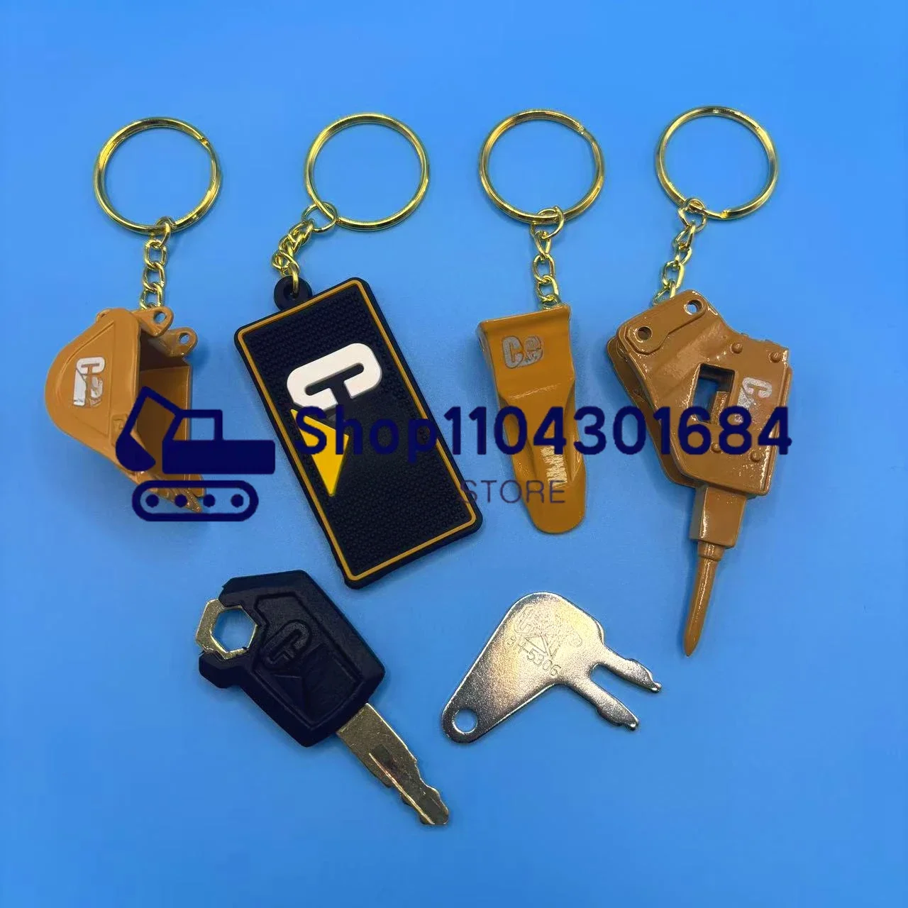 8H5306 5P8500 For CAT-Excavator Heavy Equipment Keychain F0002 Ignition Key with Bucket Key Chain