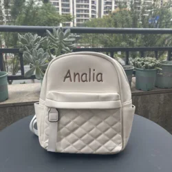 Embroidery Name Backpack Women's PU Bag Fashion Ladies Gift High Quality PU Backpack Personalized Girls Outdoor Small Backpack