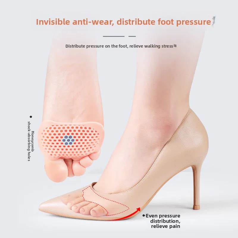 Anti-Slip Soft Silicone Forefoot Pads Women's Extra Thick Ultra Soft Half Size Metatarsal Shoe Insoles Soft Bottom Foot Prote...