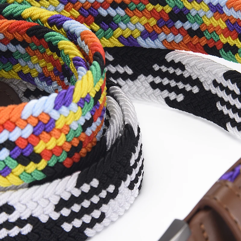 تصميم جديد لعام 2026 حزام رجالي ملون منسوج مرن للنساء سراويل خصر عالمية شورت إكسسوارات عصرية غير رسمية مبيعات بالجملة #5