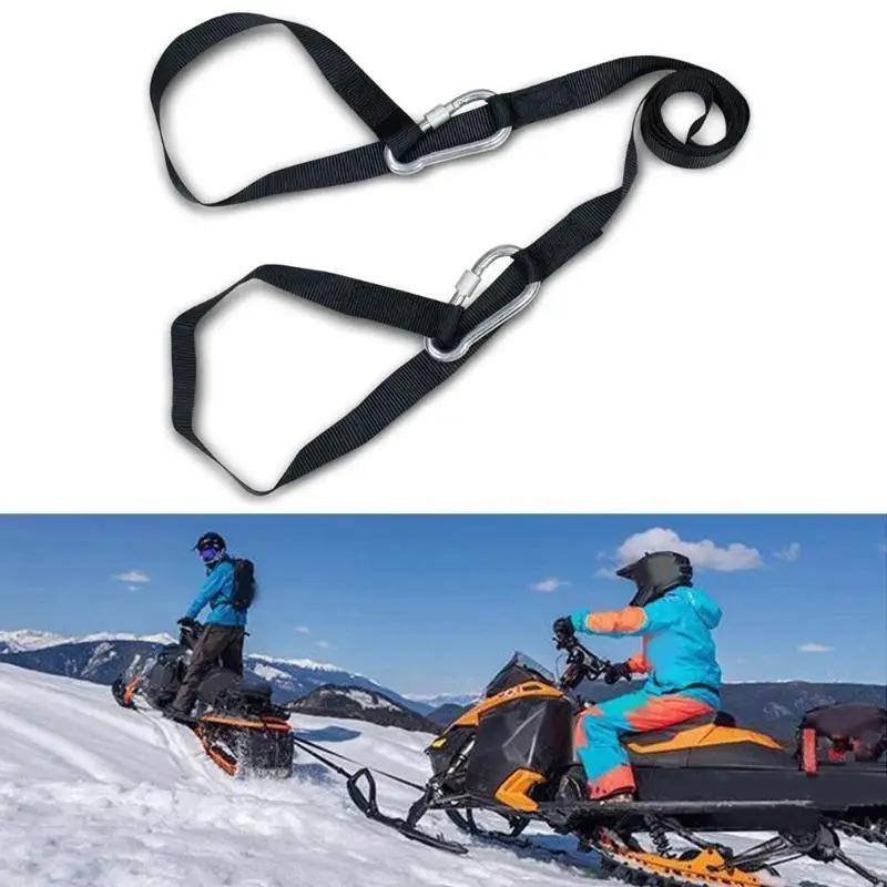 57BA Heavy Duty Snowmobile Car Tow Pull Rope Cable Towing Strap with Hooks Emergency