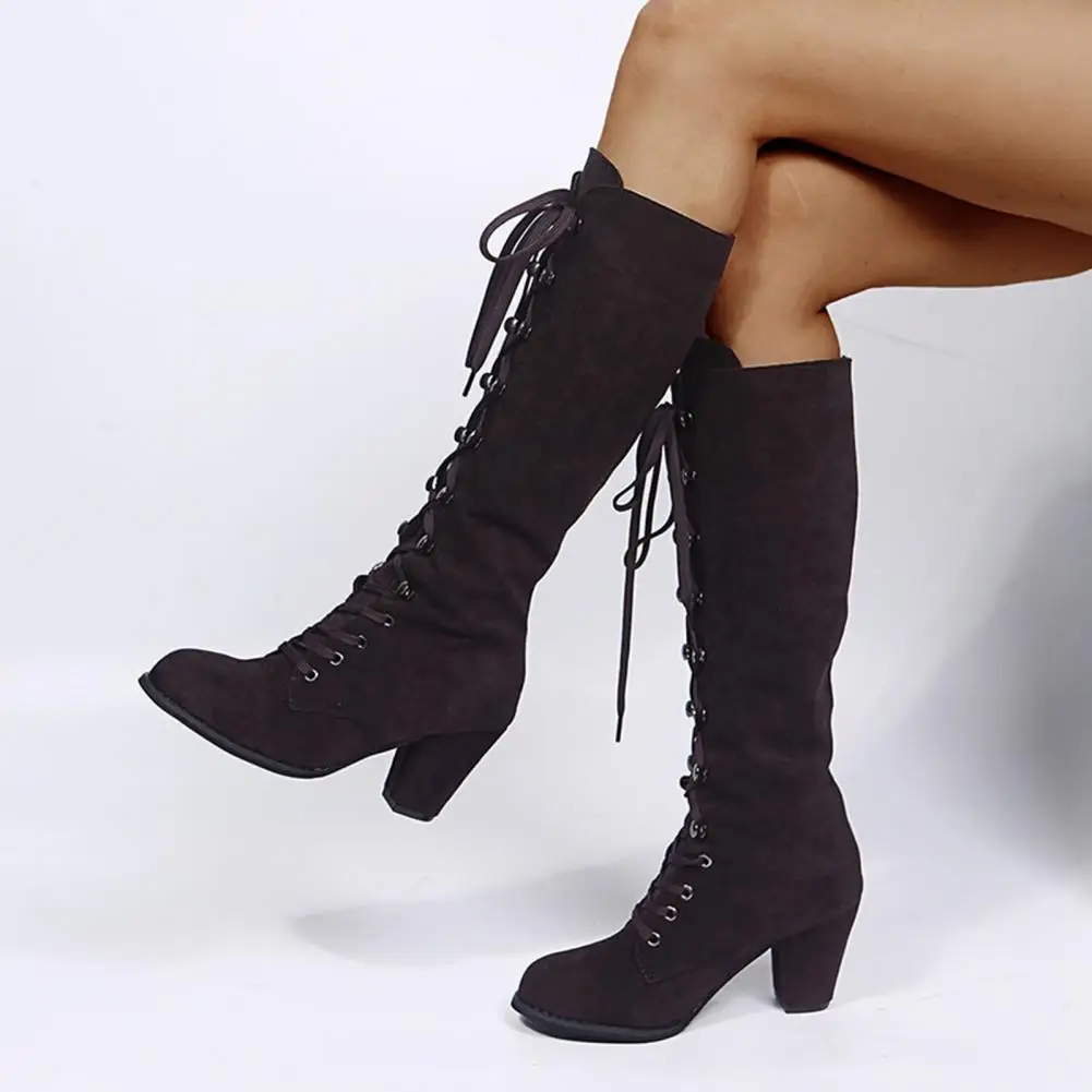 

Comfy Insole Women Shoes Women Suede-like Boots Suede Mid Calf Boots for Women Vintage Style with Heels Winter Warm for Wear