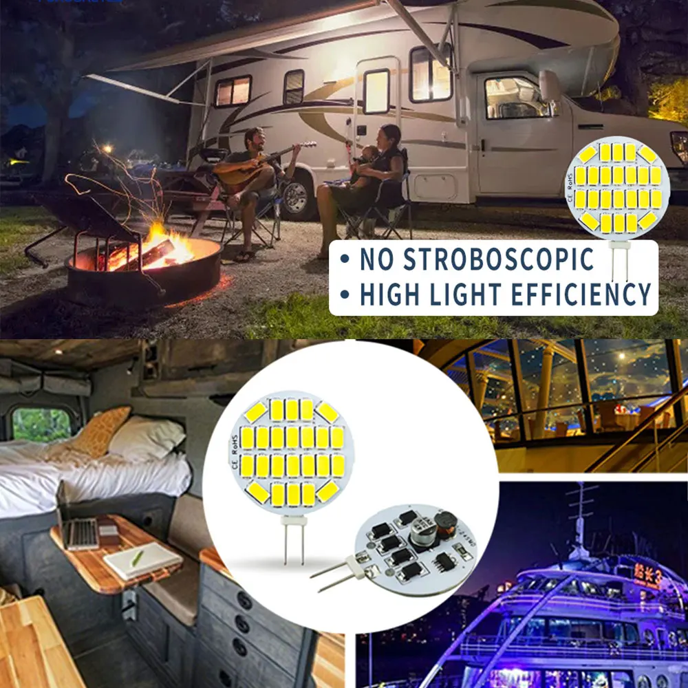 G4 24leds SMD LED Bulb Lamp 12-24V AC DC Super Bright Cool White RV Camper Under Cabinet Dome Light DC12V Dimmable