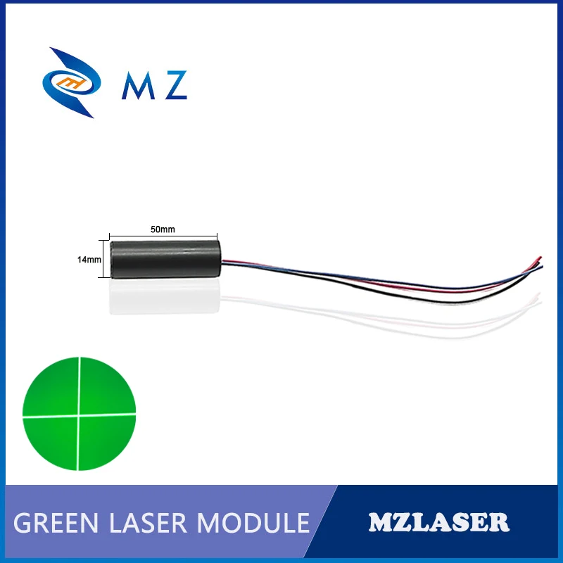 Green Cross TTL PWM Laser Diode Module Hot Selling Compact D14mm 520nm 50mw 100mw Glass Lens Industrial Grade Line Laser