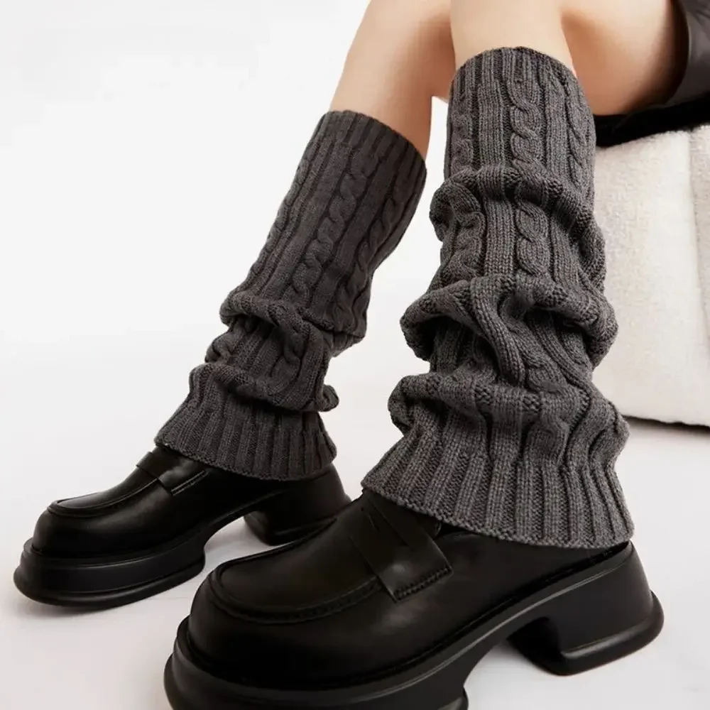 Calentadores de piernas de punto para mujer, calcetines sin pies acanalados de lana, calcetines negros hasta la rodilla, calcetines góticos de Hip-hop Rock, calcetines blancos de uniforme JK, nuevos