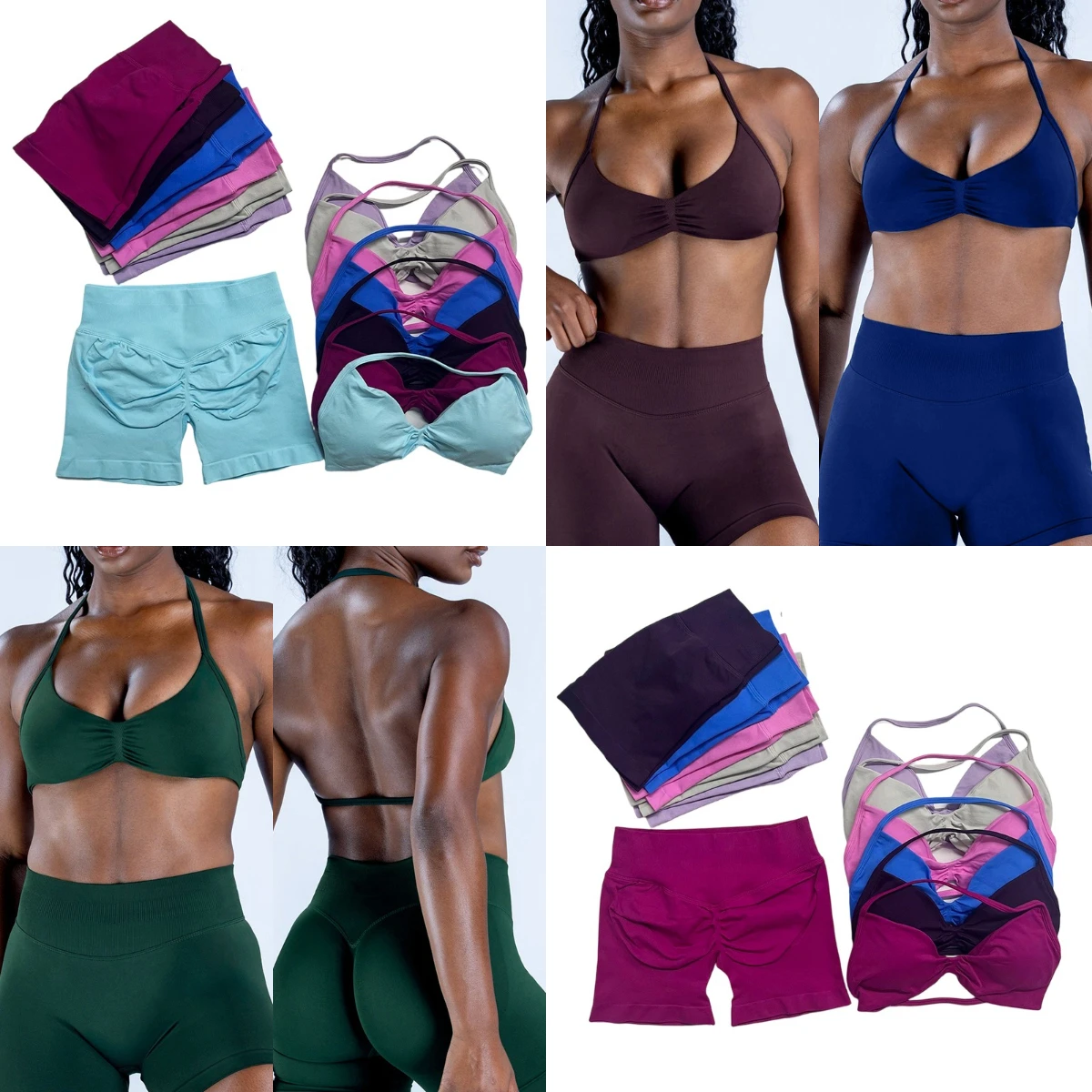 2-teiliges Impact DF Gym-Set für Damen, Sport-BH mit Trägern, Yoga-Top, Sportbekleidung, Workout-Scrunch-Shorts, Sportanzug, nahtloses Set, Fitnesskleidung