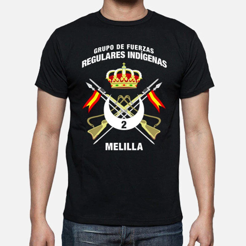 Grupo De Fuerzas Regulares Indigenas. Gfri 2 Melilla. Española Legión T-Shirt. Summer Cotton Short Sleeve O-Neck Mens T Shirt