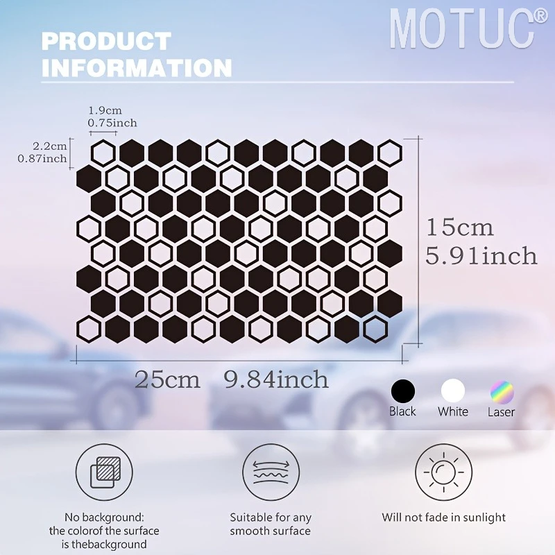 1Set Honeycomb Hexagonal Vinyl Stickers Racing Style Self Adhesive Vinyl Decals for Motorcycle Bike Frame Helmet Decoration