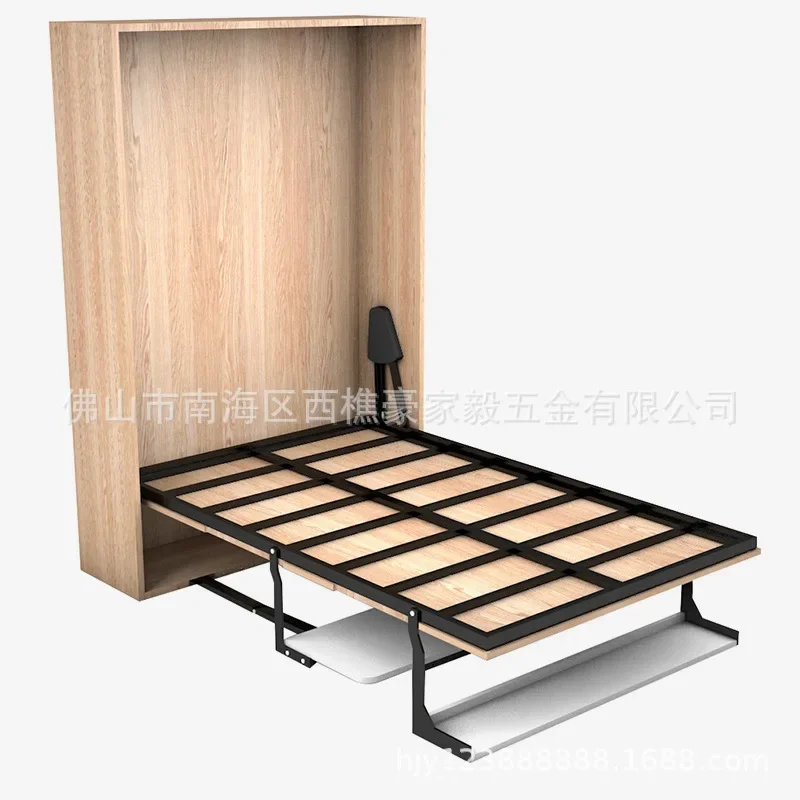 Multifunctional invisible bed Manual hardware accessories with bookshelf with desk wall bed