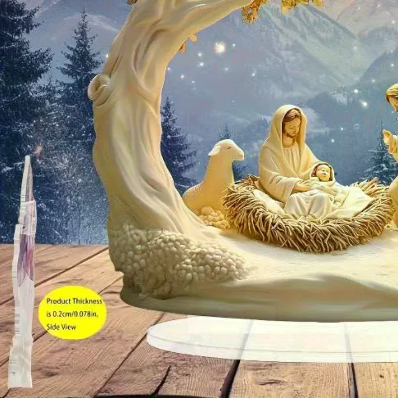 Desktop Decor Family Statue Jesus Tree Of Life Newborn Acrylic Flat Plate Desktop Decoration Ornaments For Home Decor