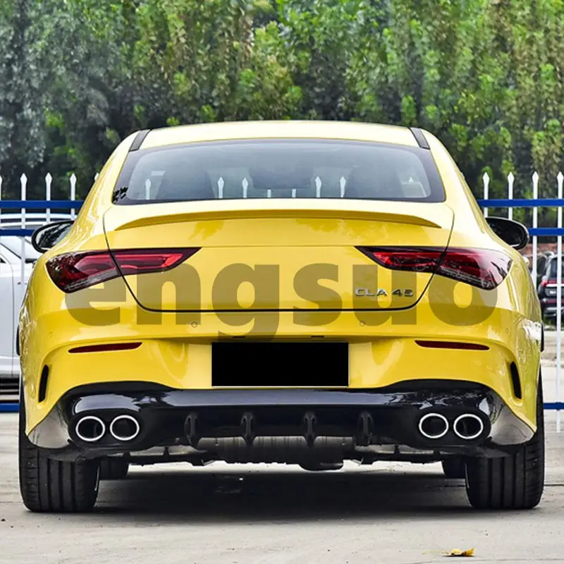 ABS BLACK REAR BUMPER TRUNK LIP SPOILER DIFFUSER & Exhaust Tips For Mercedes Benz W118 C118 AMG CLA35 CLA45 CLA180 CLA200 CLA250