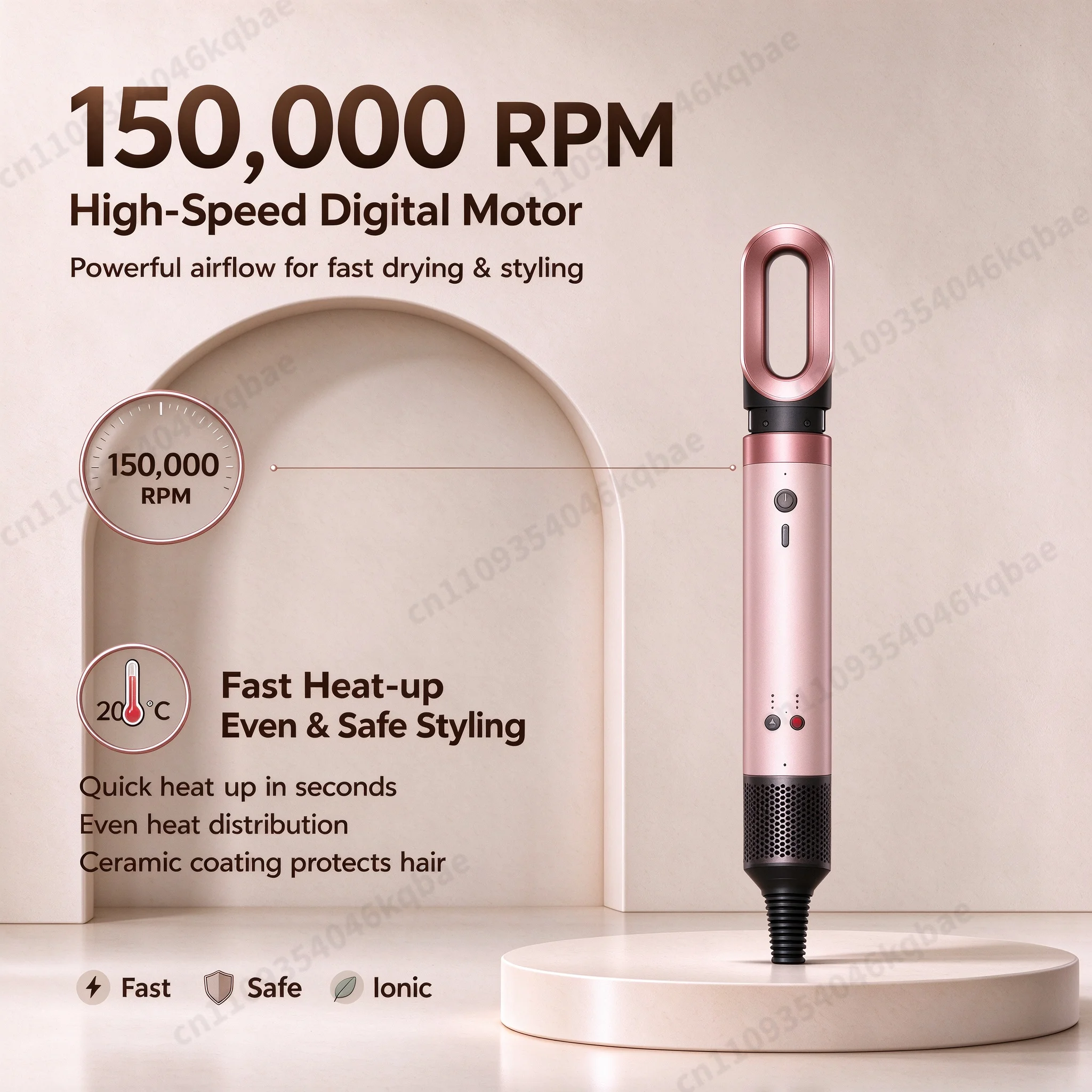 6 IN 1  Air Multil Hair Styler & Hair Dryer Brush With Auto-Wrap Curlers Fast Drying Frizz-Free Volume Hair Styler Set Gift