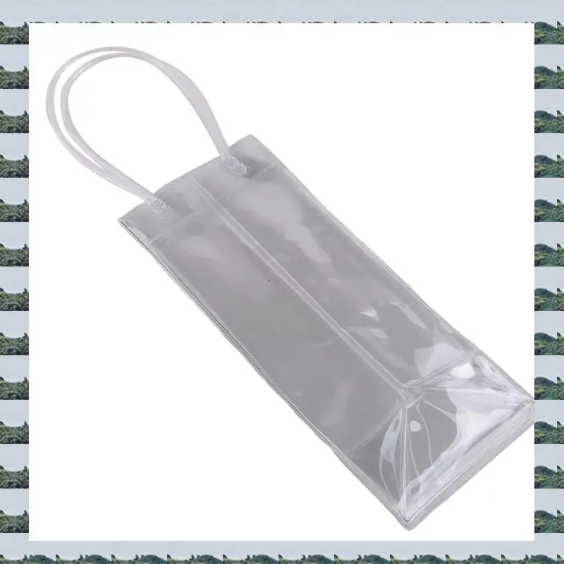

ABQR Pack Of 20 Wine Cooler Bag Ice Bag Transparent PVC Portable Wine Bottle Cooler Bag Champagne Ice Bag With Handle