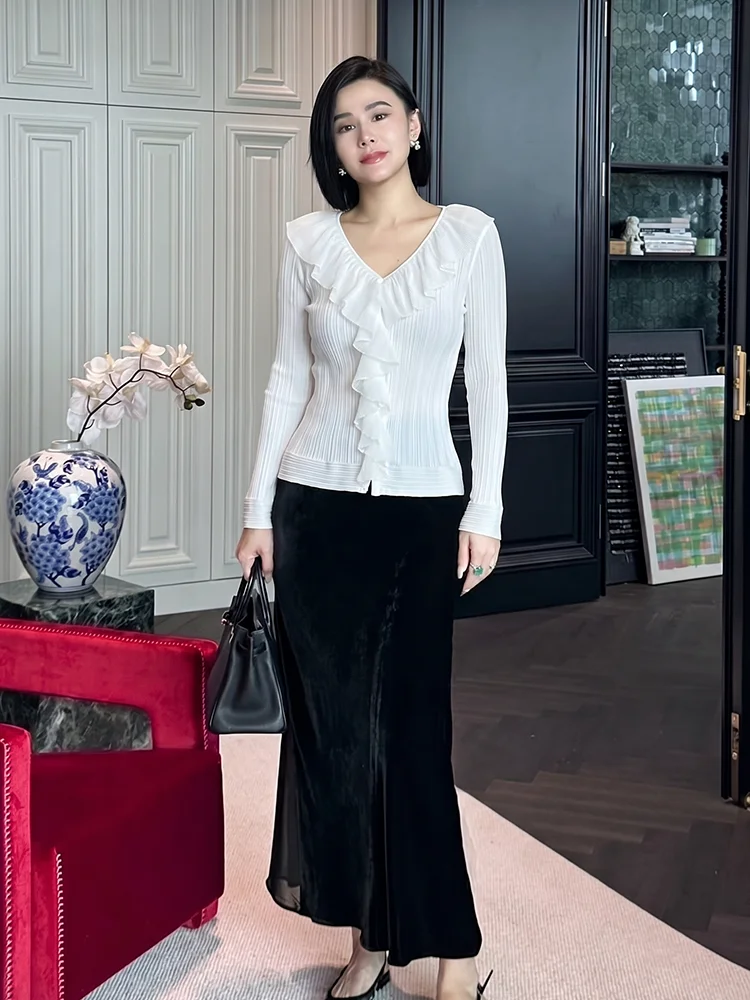 

Elegant Atmosphere Sense Ins Style Design Leaf Top Women's Hanfu Set Spring 2026 Fashion Trend Sophisticated Mood