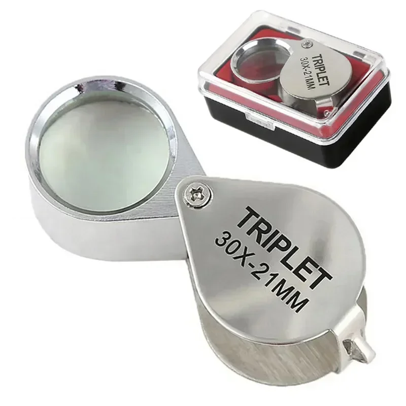 

Metal Jewelry Magnifying Glass Jewelers Eye Tool Jewellery Folding Loupe Glass Lens Magnifying Triplet Glass Jewelry Diamond