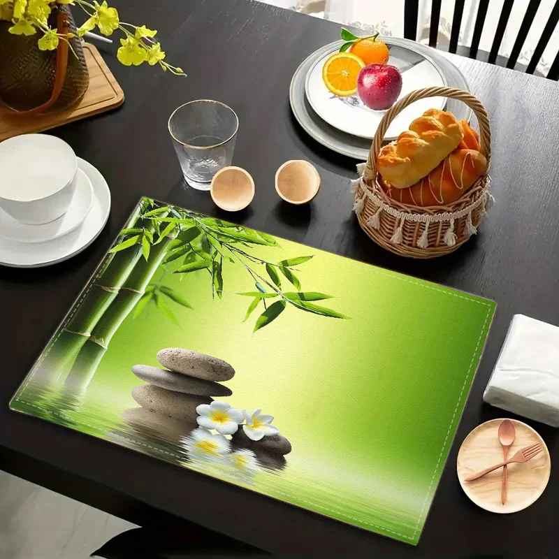 Coastal Seafood Design Table Mat 4PC Washable Easy Care Placemat For Coffee Table And Dining Room Use