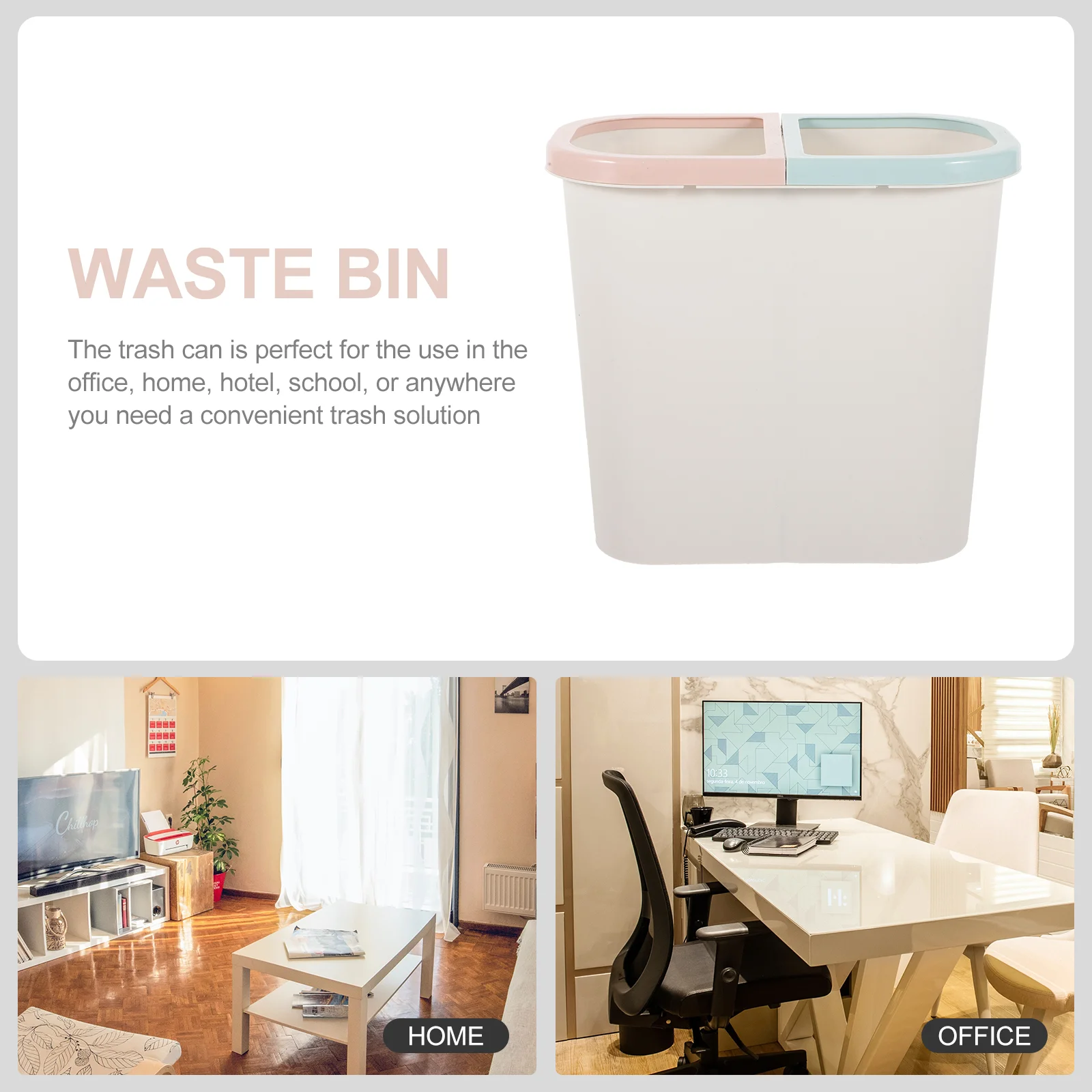 White Garbage Can Sorting Trash Wicker Household Bin Container Office Recycling