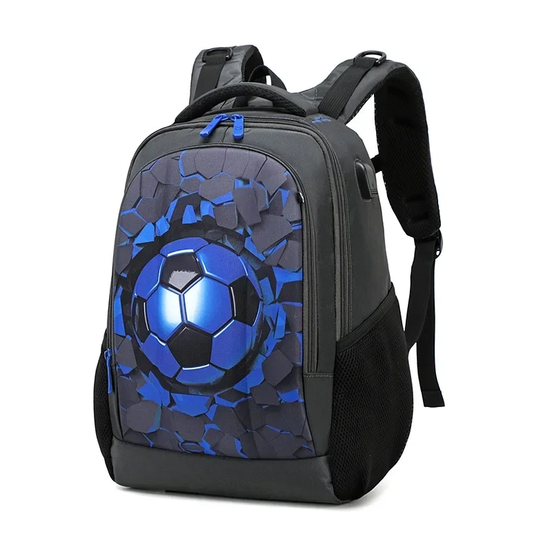 Football Backpack Kids Hard Shell Orthopedic Middle School Student Book Bags USB Charge Multifunctional Bagpack