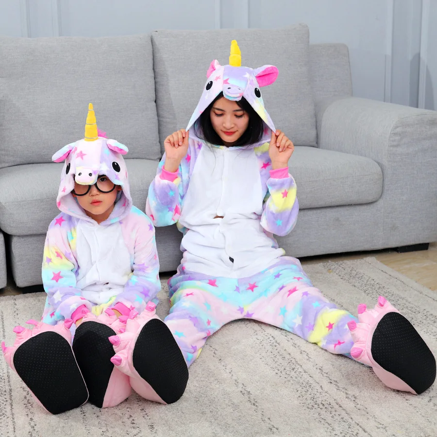 Kigurumi Star Unicorn Cartoon Pajamas Onesies For Adults Women Men Animal Pyjamas Christmas Halloween Cosplay Party Costumes