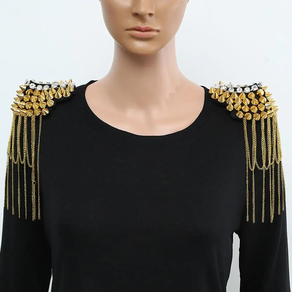 Shoulder Badge  Ornamental   Shoulder Epaulette Rivet Brooch Spike Tassel Epaulet