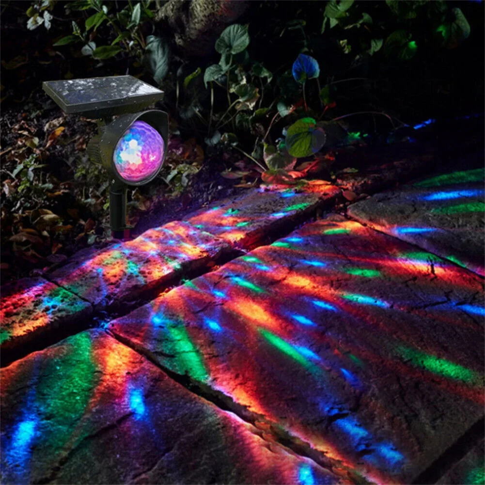 LED Solar Power Lamp with ON/OFF Switch LED Projector Light IP55 Waterproof RGB Lights For Garden Courtyard outdoor lighting