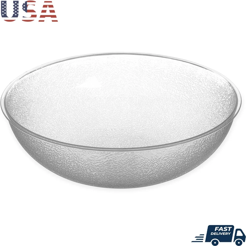 

11 Quart Clear Porcelain Salad Serving Bowl Scratch Resistant Pebbled Exterior Smooth Interior Food Safe Classic Design Kitchen