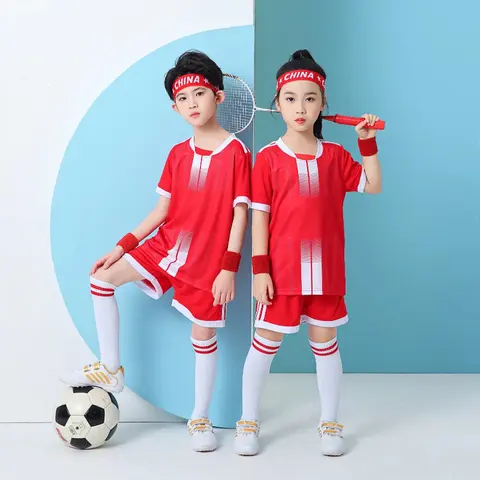 축구 세트 남녀공용 트레이닝 팀 저지, 사이드 포켓, 십대 캐주얼 반팔 트레이닝 의류