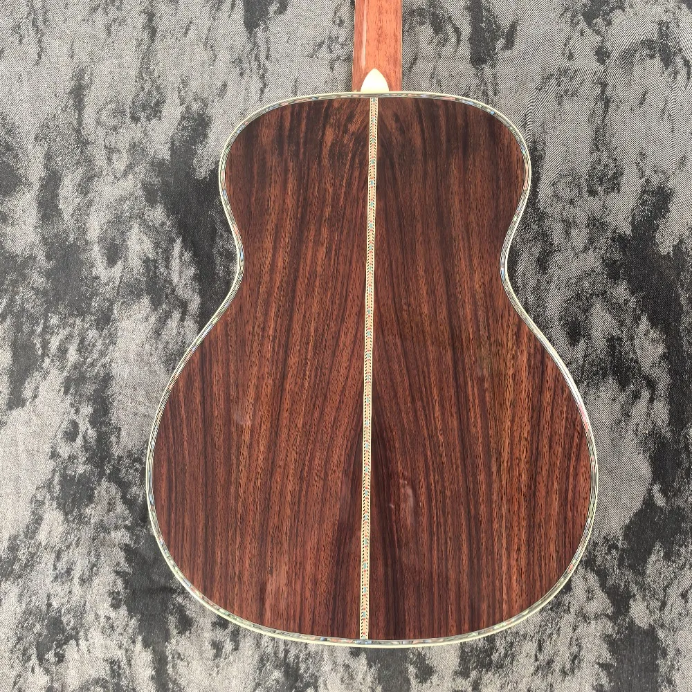 جديد وصول OM45 الغيتار الصوتية الأبنوس الأصابع لوحة الصنوبر الأحمر العظام الجوز آلة موسيقية أداة خشبية دائمة #4