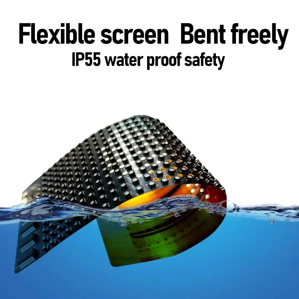 12x32 Resolution Flexible LED Display HD Full Color APP Control Rollable Screen RGB LED Beads 158.5x58mm Programmable LED Sign