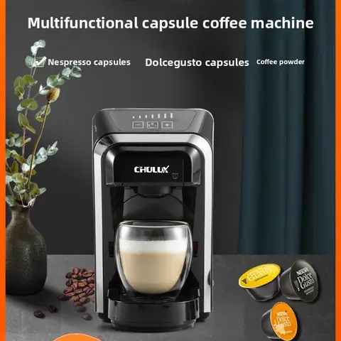 1400W Automatic Capsule Coffee Machine Mini Espresso Maker DG Compatible Steam Pump Retro Style Portable Home Office