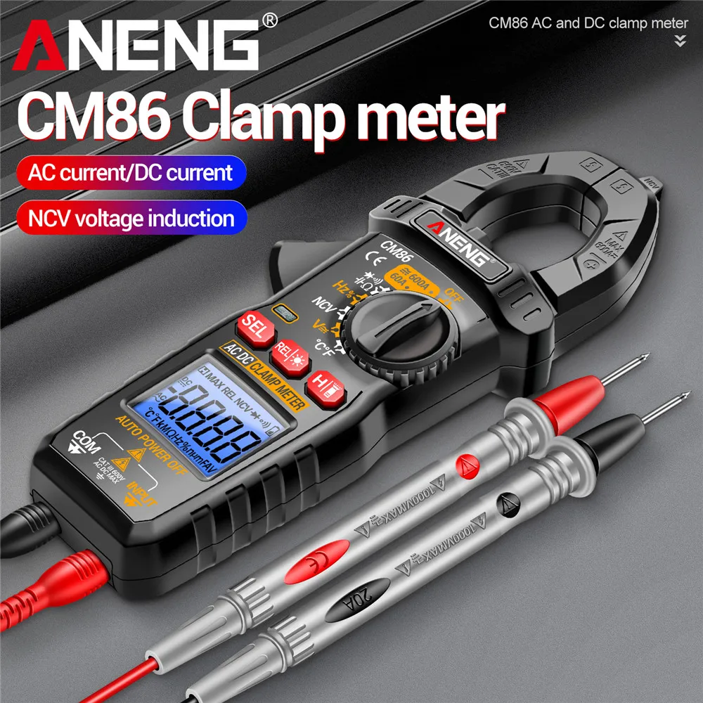 Multimètre à pince numérique ANENG 600A, Diode de tension de courant AC/DC, détection de tension NCV, outils de test professionnels pour électricien