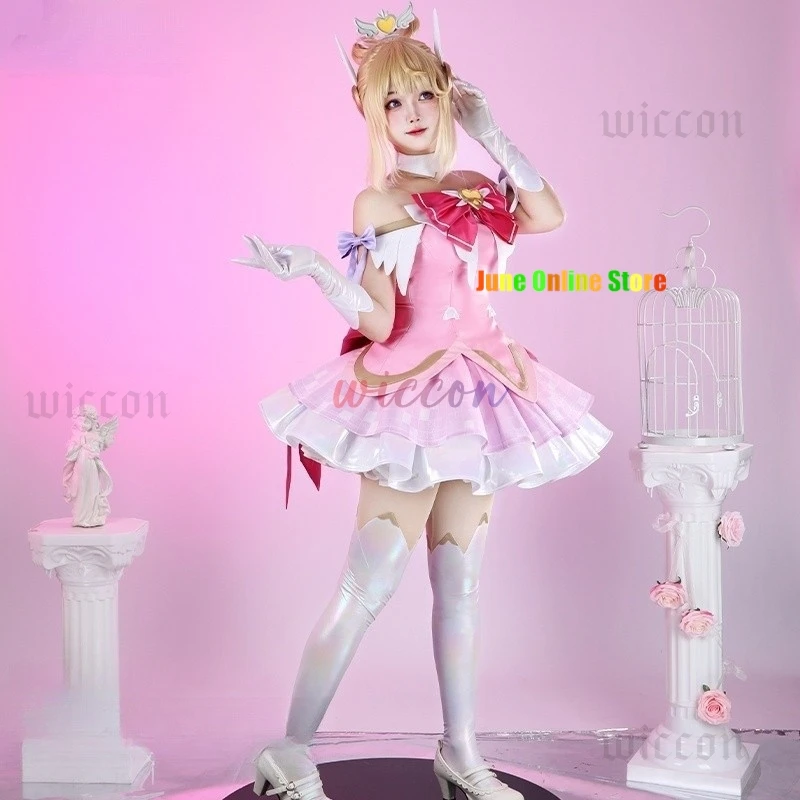 

Juno Cosplay New Magical Girl OW Costume Halloween Party Sweet Lolita Dress Gloves Socks Prop Wig New Women Juno Uniform