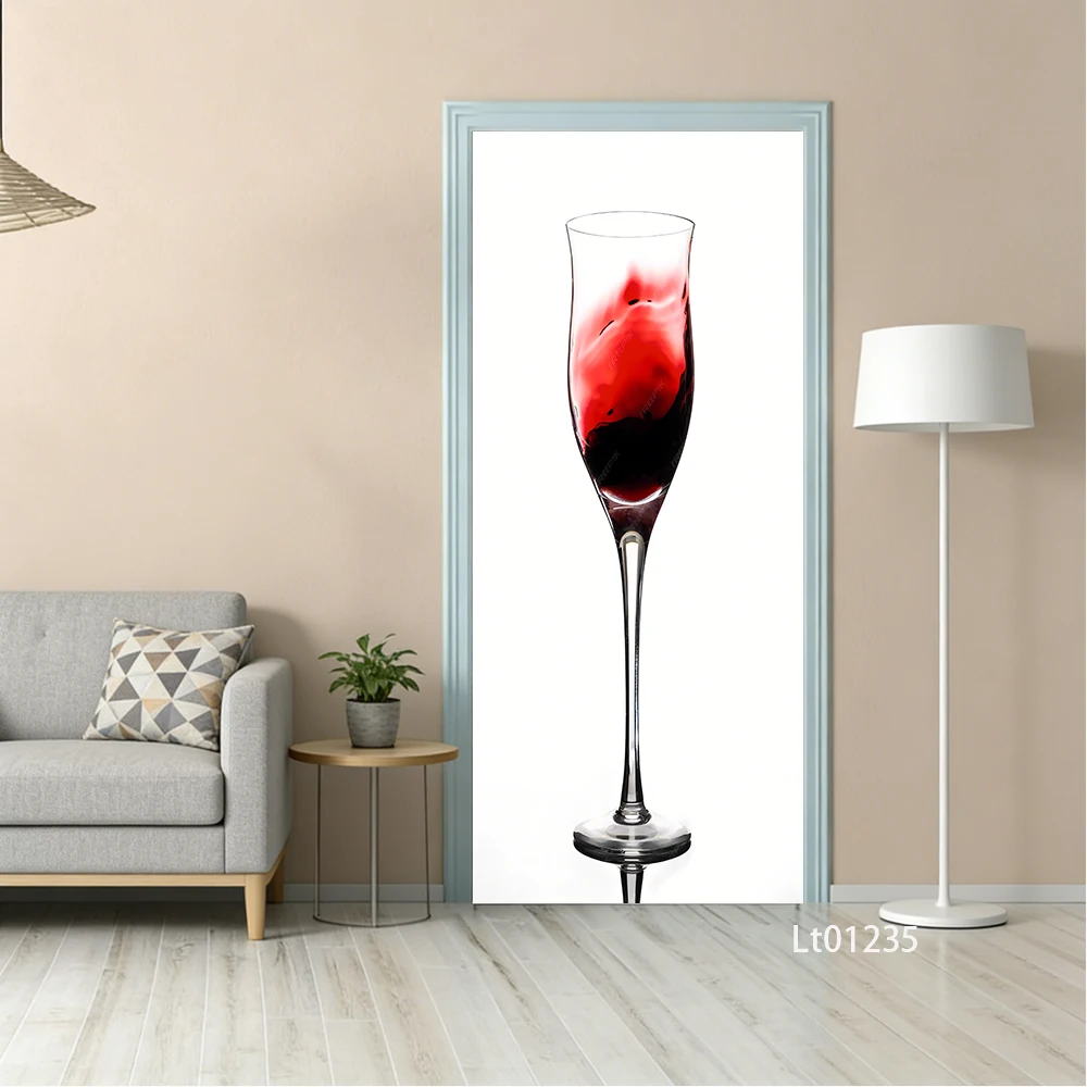 3D Fresh Fruit Splash Door Sticker Watermelon Orange Removable Peel and Stick Self Adhesive Wallpaper
