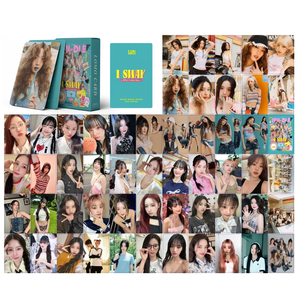 K-pop GIDLE Album I SWAY Boxed Card, alta qualidade, Foto HD, Impressão Duplo Lados, Cartão LOMO Estilo Coreano, Coleção de Fãs, 55pcs, Conjunto