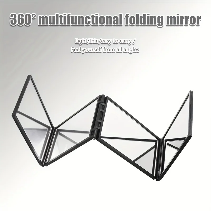 

1pc/ Four-fold Handheld Mirror - Four-sided simple folding mirror, portable and portable dressing mirror, carry around