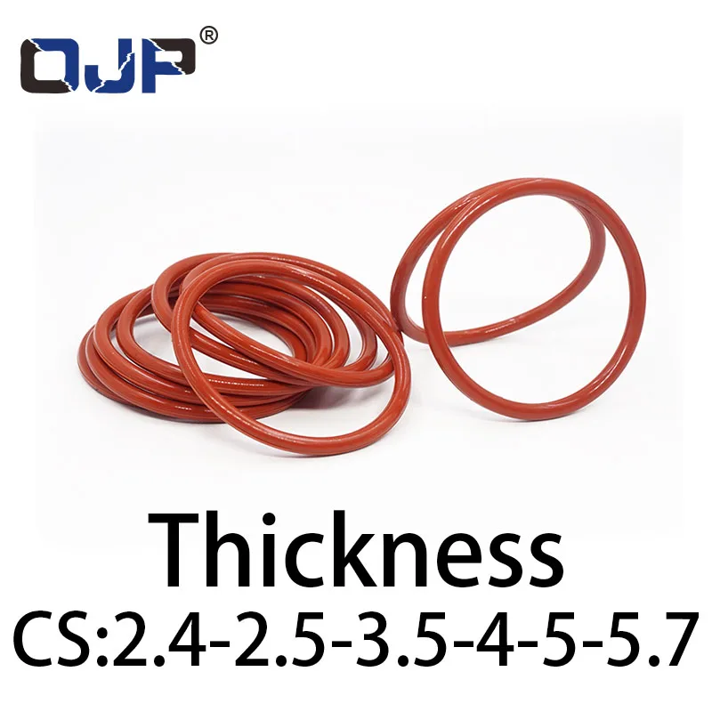 VMQ O-ring thickness 2.4/2.5/3.5/4/5/5.7mm CS silicone red temperature resistant gasket rubber complete in specifications