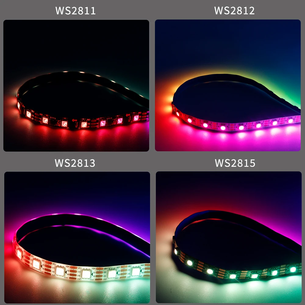 Imagem -04 - Fita Led Rgb Endereçável Individualmente Ws2812b Ws2811 Ws2813 Ws2815 Ws2812 Ws2812 5050 Dc5v dc 12v