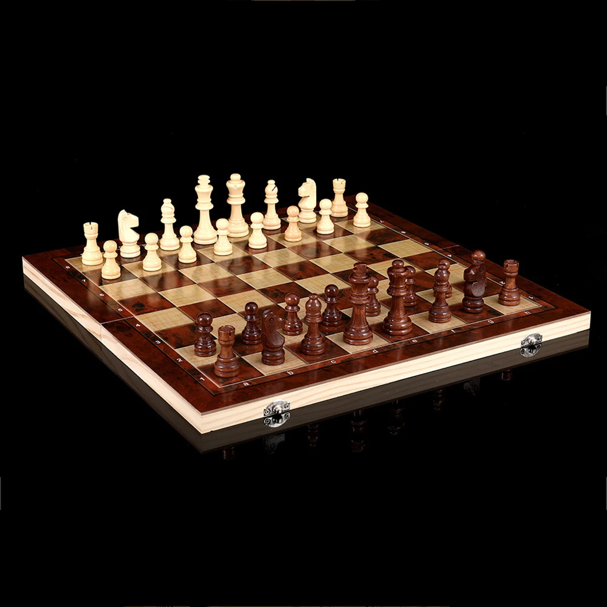 3 in 1 Chess Board, Folding Wooden Portable Chess Game Board, Wooden Chess Board for Adults(Chess + Checkers and Backgammon)