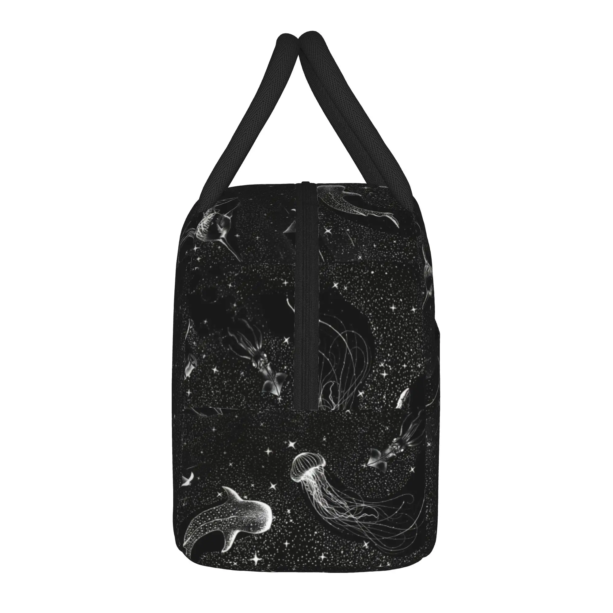 Ocean Insulated Lunch Bags Cooler Bag Reusable,Meal Container Starry Whale Sharks Portable Tote Lunch Box Food Storage Bag