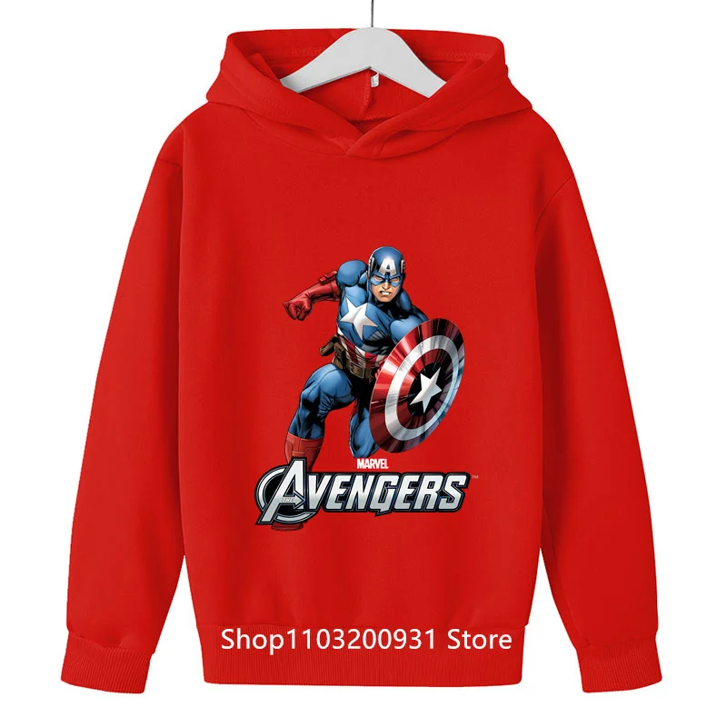 2024 New Marvel Fashion Cartoon Captain America Boys Girls Teen Hoodies For Kids Student Gifts Ages 1-14