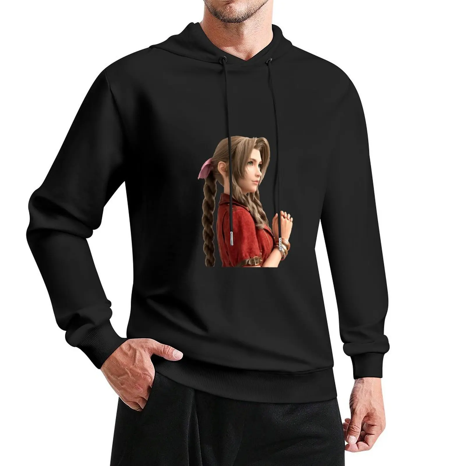 Aerith FF7 Pullover Hoodie autumn korean style clothes men's clothes men's hoodies