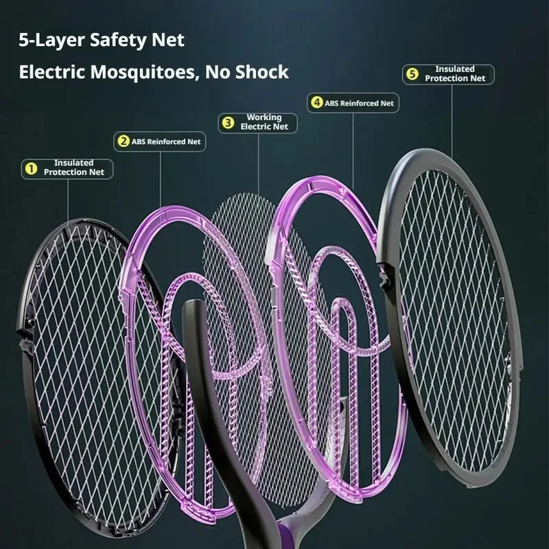 Rotating Head Bug Zapper Racket Automatic Mosquito Swatter Rechargeable Electric Fly Swatter Fly Killer and Mosquito Trap Lamp view 3
