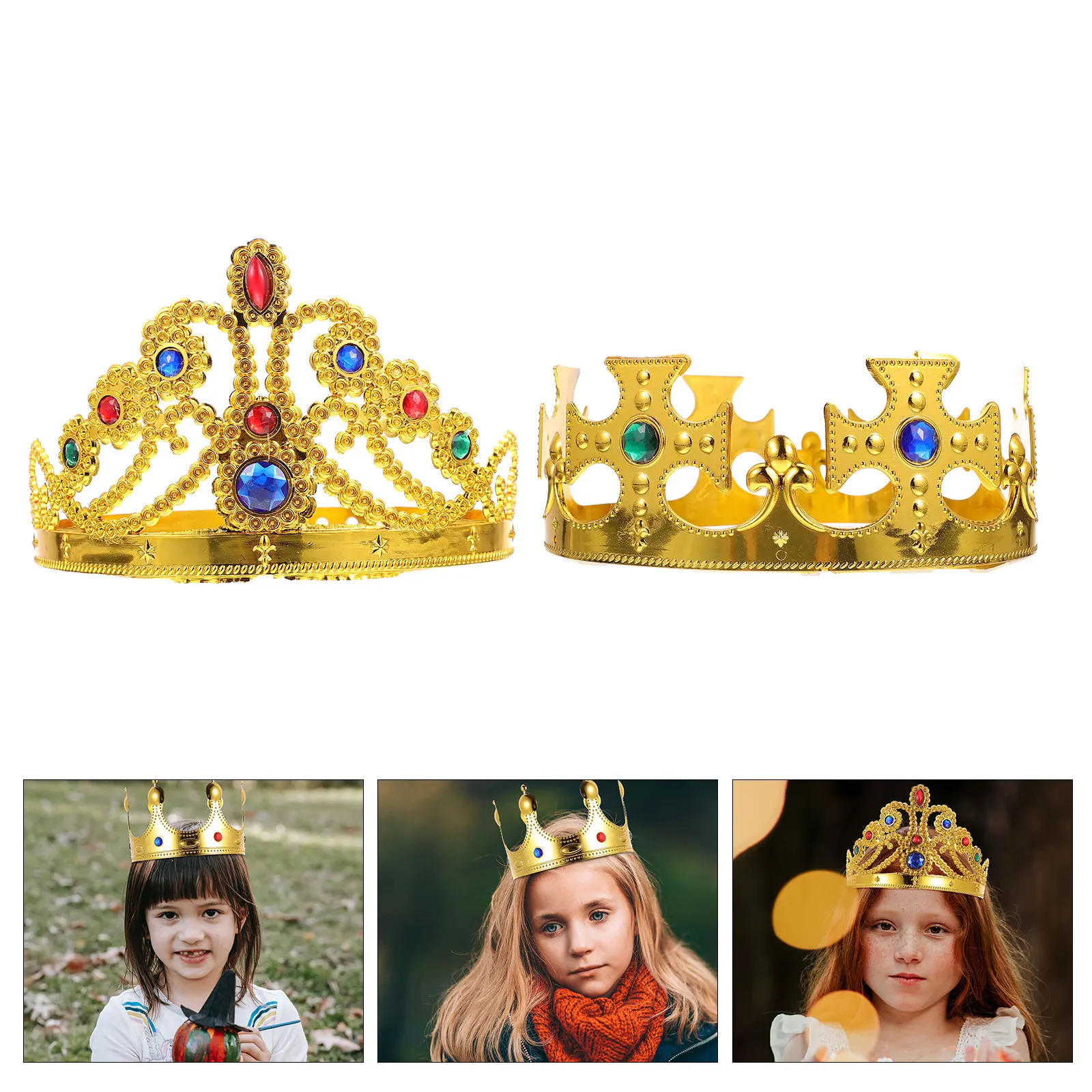 

4 Pcs Crown Hair Accessories Rhinestones Birthday Party Girls Vintage Tiaras Headbands Decorative Kids Plastic