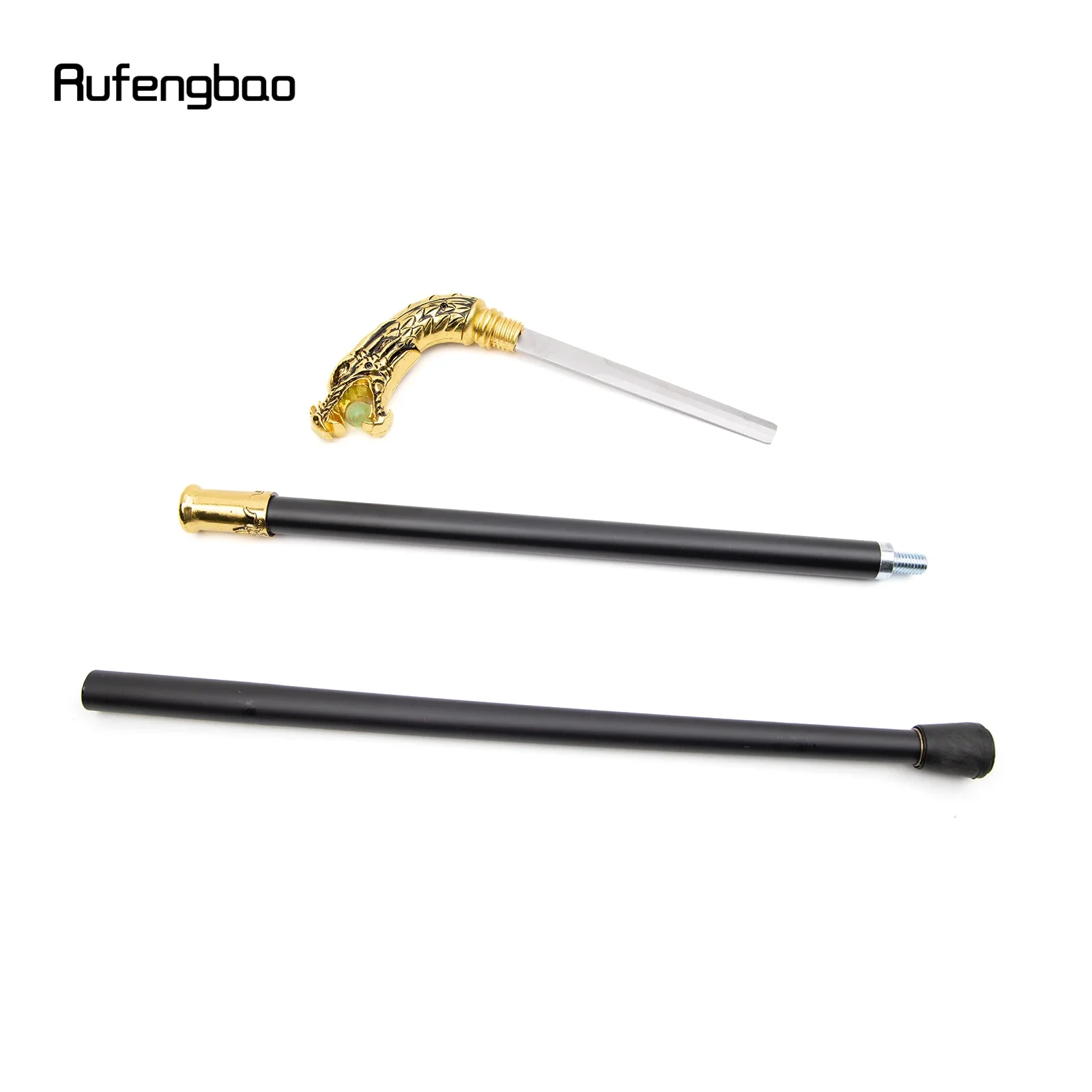 Golden Black Dragon Handle Luxury Walking Stick with Hidden Plate Self Defense Fashion Cane Plate Cosplay Crosier Stick 90cm