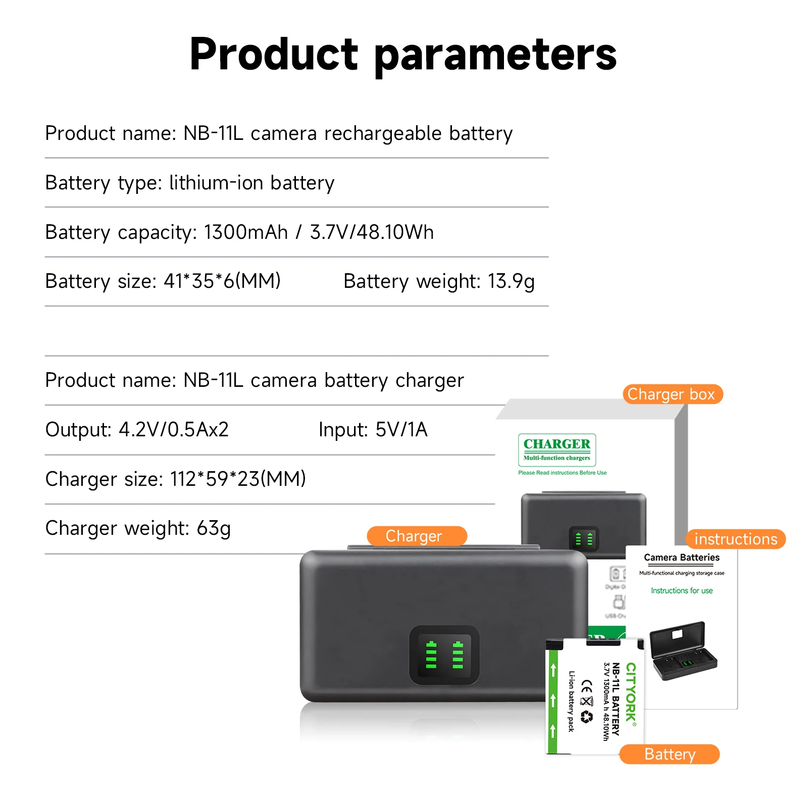 CITYORK NB-11L Battery For Canon SX420IS A2300 A2600 A3400 A4000 A3500 140 160 170IXUS NB 11L With 2-Slots LCD Battery Charger
