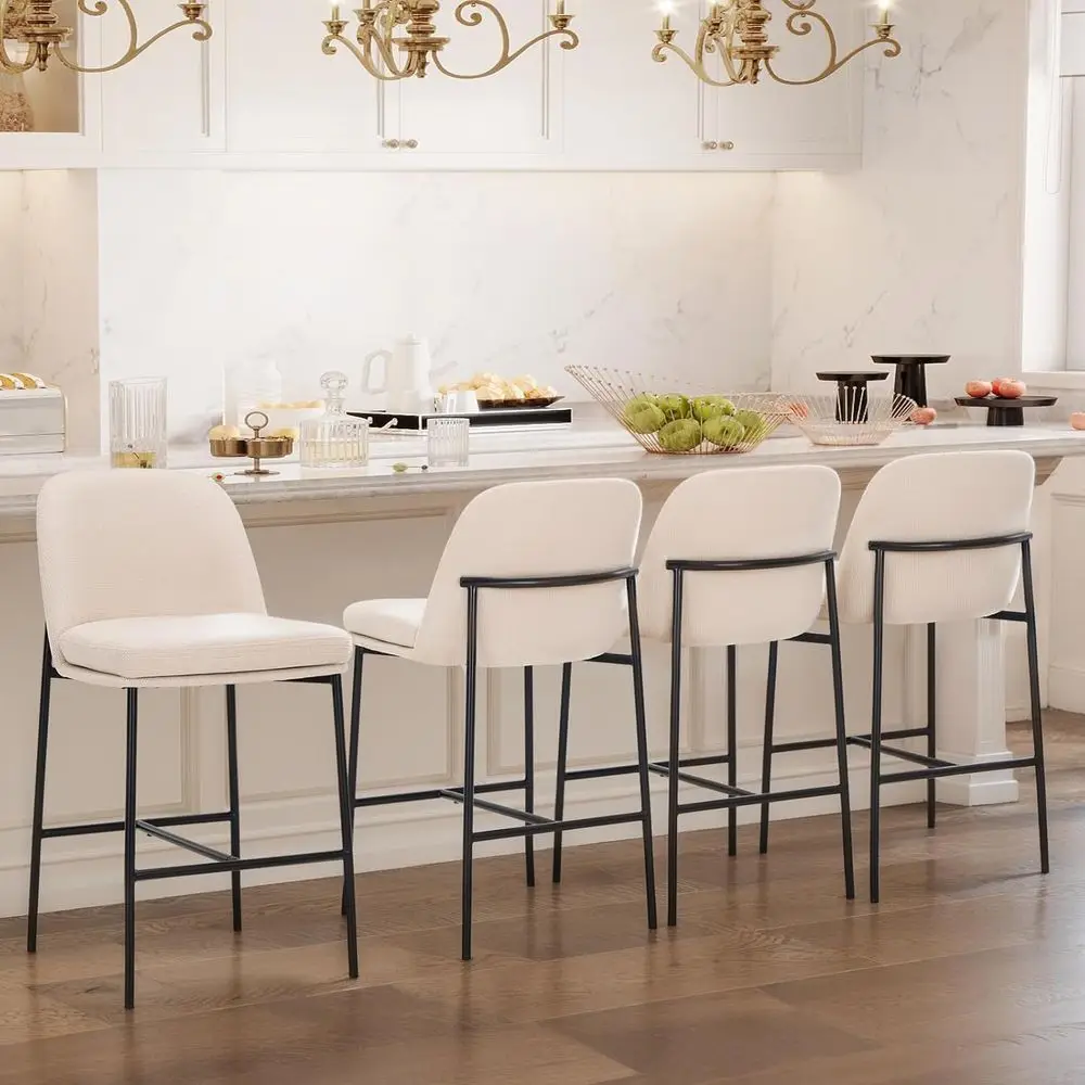 

Counter Height Bar Stools Set o 4, 25 Inch ern abric Kitchen Island Stools with Back, Upholstered Counter Barstools ArmlBar Chai