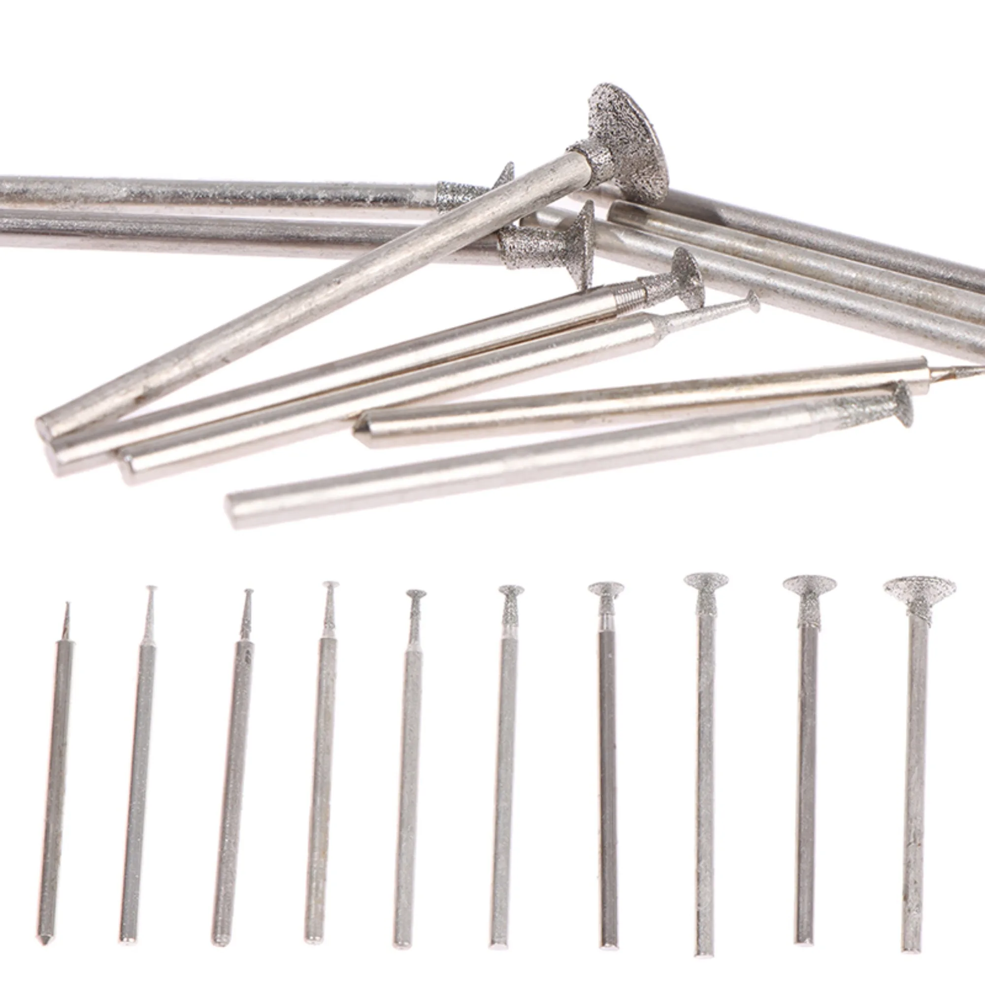 

6/10 шт./компл. 2,35 мм шлифовальная игла с алмазным покрытием, алмазная шлифовальная головка, камень, нефрит, янтарь, резьба, полировка, гравировальный инструмент