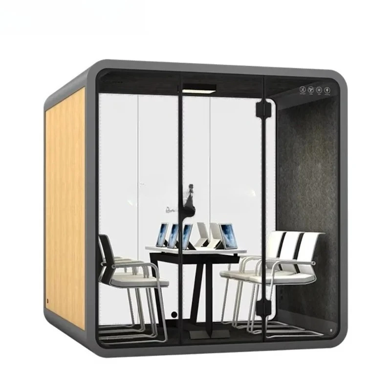 Modern Portable Sound Proof Two Seat Office Private Meeting Pod Booth Easy Assemble Modular Sturdy Space Durable High Grade Firm