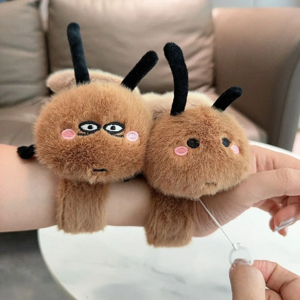 Simulation Slap Bracelet Series Vibrating Wings Pull line Plush Doll Slap Bracelet Cute Doll Soft Cockroach Plush Wrist Band